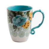 The Pioneer Woman Rose Shadow mug pour view for generous coffee.