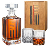 The Wine Savant firefighter decanter 730ml with flag design for elegant whiskey storage and display.