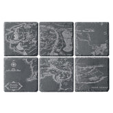 The Wine Savant LOTR map coaster engraving highlights a Middle Earth region for tabletop protection