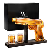 The Wine Things whiskey decanter set with two glasses for refined entertaining.