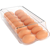 theaoo egg holder with rolling mechanism enables easy access and organized fridge storage.