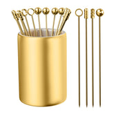 Thecosky metal cocktail picks gold 12-pack with holder for premium presentation.