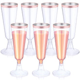 Thenshop rose gold rim champagne flutes highlight elegant presentation at weddings