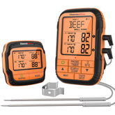 ThermoPro TP28 dual-probe setup for precise meat and ambient temps.