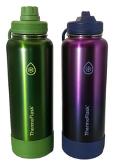 ThermoFlask 40 oz bottle with spout lid, front view, leakproof hydration on the go.