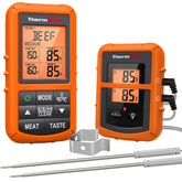 ThermoPro TP20 500ft range shown on the receiver for outdoor grilling scenarios.