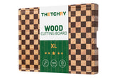 thetchry checkered cutting board front view with juice grooves for clean chopping