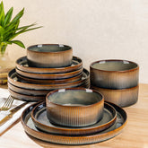 TheTerra dinner plates in Coca Mocha with speckled glaze for daily meals.
