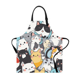 THISFIND Cute Cat Apron front view with two roomy pockets for cooking