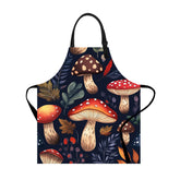 THISFIND mushroom-print apron on navy background offers waterproof protection for cooking.