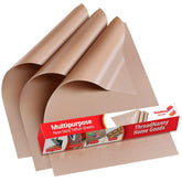 ThreadNanny Teflon sheets laid flat for baking; non-stick surface eases cleanup.