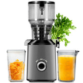 ThreeAll cold press juicer with wide feed chute for whole fruits saves prep time.
