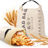 Tiagowell beeswax bread bag open, showcasing 16x12 size for fresh bread storage.