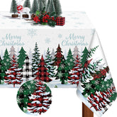 Tiamon buffalo plaid Christmas tablecloth adds festive warmth to family dining.