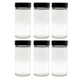 Tianifa 6-piece round glass spice bottles for easy access and visibility.