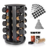Tianifa black rotating spice rack top view showing 360-degree access.