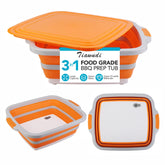 Tiawudi collapsible BBQ prep tub with lid keeps juices contained for marinades.