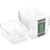 Tiawudi extra-large clear bin, 6-pack, front view for pantry organization.