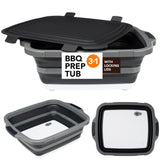 Tiawudi large collapsible BBQ tub with locking lid expanded for marinating and prep