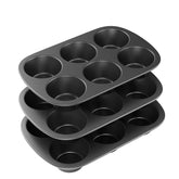 Tiawudi three-pack nonstick muffin pan front view for even browning and easy release