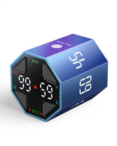 Ticktime Pomodoro Cube front view with quick preset buttons for focused sessions.