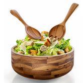 Tidita 12-inch salad bowl with wooden hands for elegant family-style serving.
