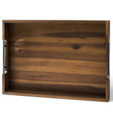 Tidita 20-inch acacia wood ottoman tray walnut serves as a living room centerpiece.