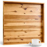 Tidita 24-inch acacia wood ottoman tray shows natural grain for rustic centerpiece