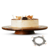 Tidita acacia cake stand with rotating base for easy decorating