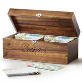 Tidita Acacia recipe box closed showing durable, heirloom-ready kitchen storage.