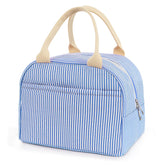 TIFFYONEK lunch bag blue stripe front view keeps lunch organized for daily use.