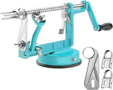 Tigwin Apple Peeler Blue front view highlights the durable chrome magnesium body for quick prep.