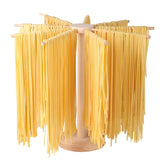 Tinada pasta drying rack with long arms, evenly spacing spaghetti to prevent sticking.