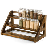 Tinamo acacia wood spice rack with 3-tier design for cabinet organization