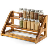 Tinamo Acacia Wood Spice Rack top view for easy access to 24 jars