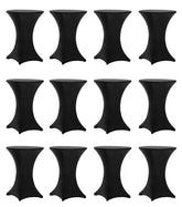 Tina's 12-pack highboy spandex table cover in black for a polished event setup