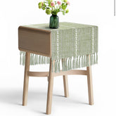 tiosggd boho table runner short sage green on dining table enhances rustic charm