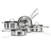 Tir-Ply 8-inch frying pan close-up showing a polished stainless surface for quick searing