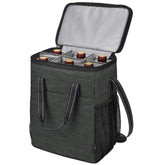 Tirrinia 6-bottle wine carrier with insulated cooler keeps bottles cold.