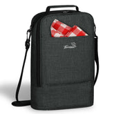 Tirrinia insulated 2-bottle wine gift tote keeps bottles cool during travel.