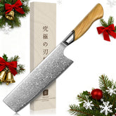TIVOLI Damascus Nakiri blade close-up for precise vegetable slicing