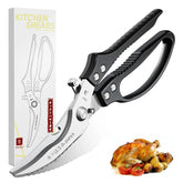TIVOLI Poultry Shears Black blades close-up showing razor-sharp edge for precise cutting.