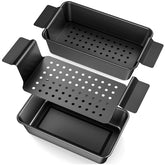 TLAZZ meatloaf pan with drain tray assembly for even heat and easy drainage.