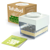 TofuBud Tofu Press with removable drainer for mess-free moisture drainage.