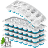 Tohsssik ice cube tray 5-pack with lids demonstrating stackable, odor-trap design for clean freezer cubes.