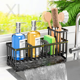 TomCare extra-large sink caddy with drain tray keeps soap and sponge organized near the sink.
