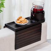 Tomlyop couch arm tray with 360° rotating cup holder for secure drinks