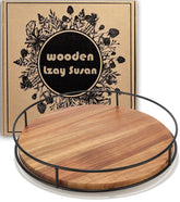 Tomoaza 12-inch Acacia Lazy Susan top view shows ample condiment space.