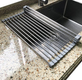 Tomorotec roll-up rack over-sink, ideal for air-drying dishes.