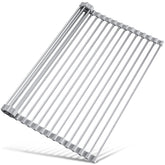 Tomorotec roll-up dish rack over sink with rust-resistant steel and silicone edges